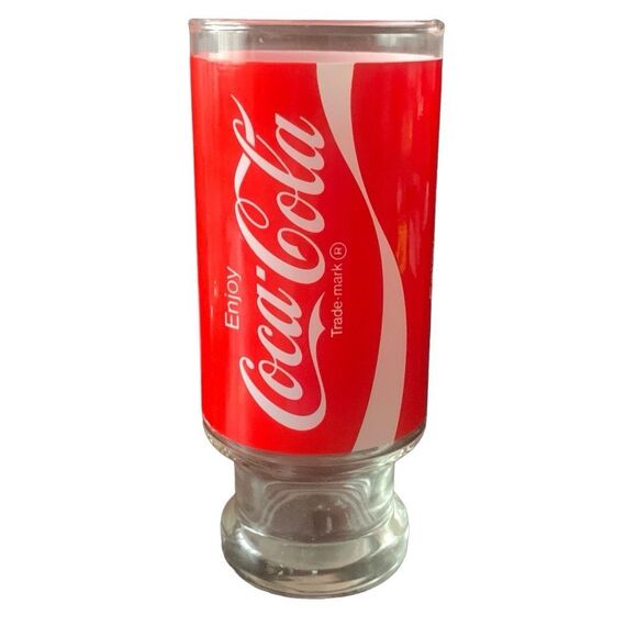 Vintage Coca-Cola Enjoy Coke Footed Pedestal Tumbler Glass Cup Nostalgia - Picture 5 of 14